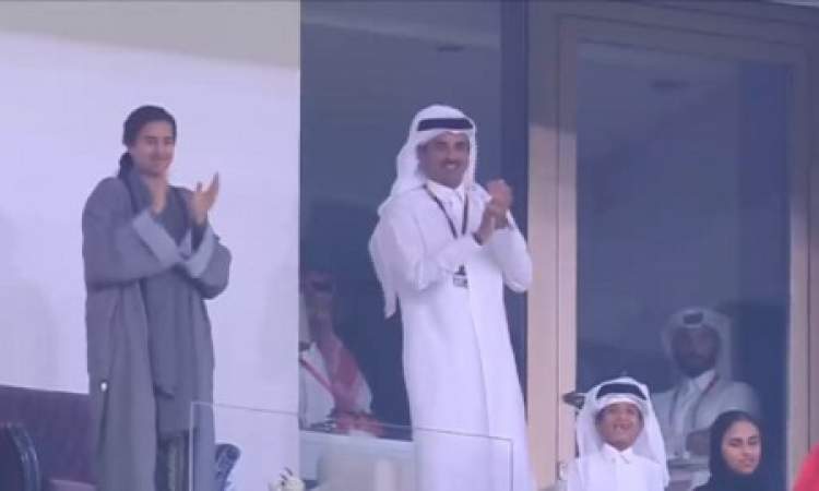 شاهد .. احتفال أمير قطر بفوز المغرب التاريخي على البرتغال (فيديو)
