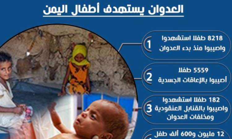 أرقام صادمة .. أطفال اليمن الأكثر تضررا من العدوان ( انفوجرافيك)