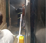 الدفاع المدني يخمد حريق في منزل بمديرية شعوب 