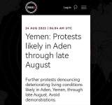 مؤسسة دولية تتوقع تفاقم الوضع وتصاعد وتيرة الاحتجاجات في عدن