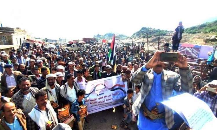 مسيرات حاشدة بمحافظة الضالع دعماً لصمود الشعب الفلسطيني