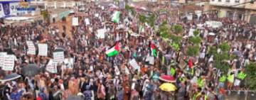 عمران.. ثلاث مسيرات حاشدة بعنوان "ثابتون مع فلسطين.. وأمريكا أم الإرهاب"