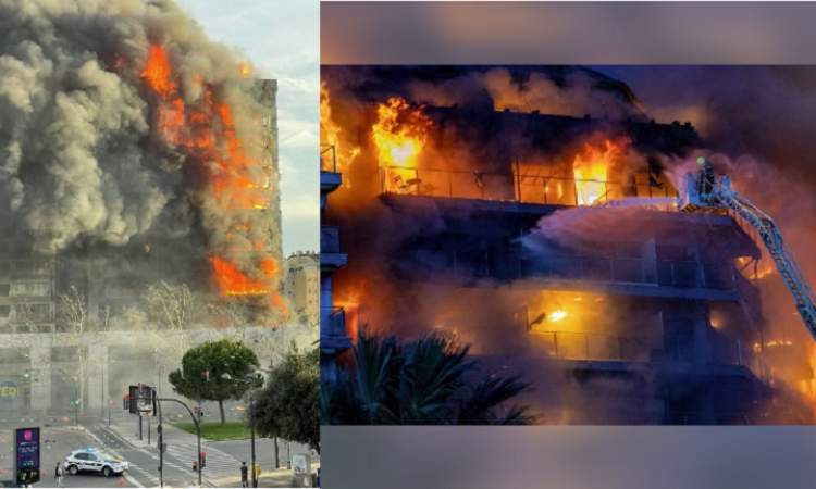 وفاة 5 اشخاص وفقدان 20 آخرين بحريق في برج بمدينة فالنسيا الاسبانية 